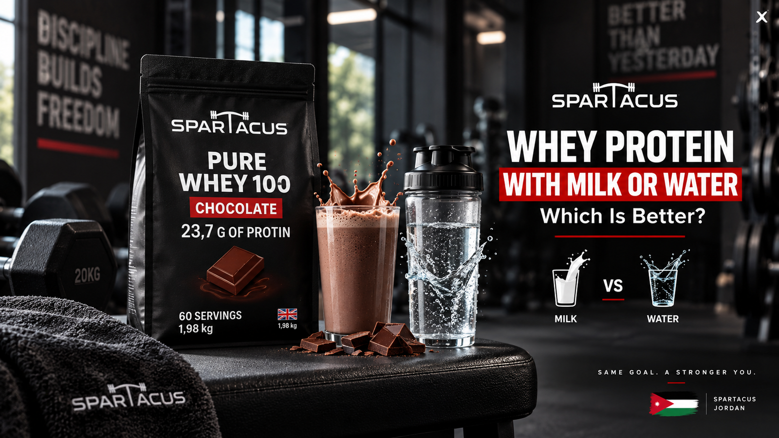 Whey protein with milk or water – Spartacus Pure Whey 100 comparison for muscle gain, recovery and weight loss
