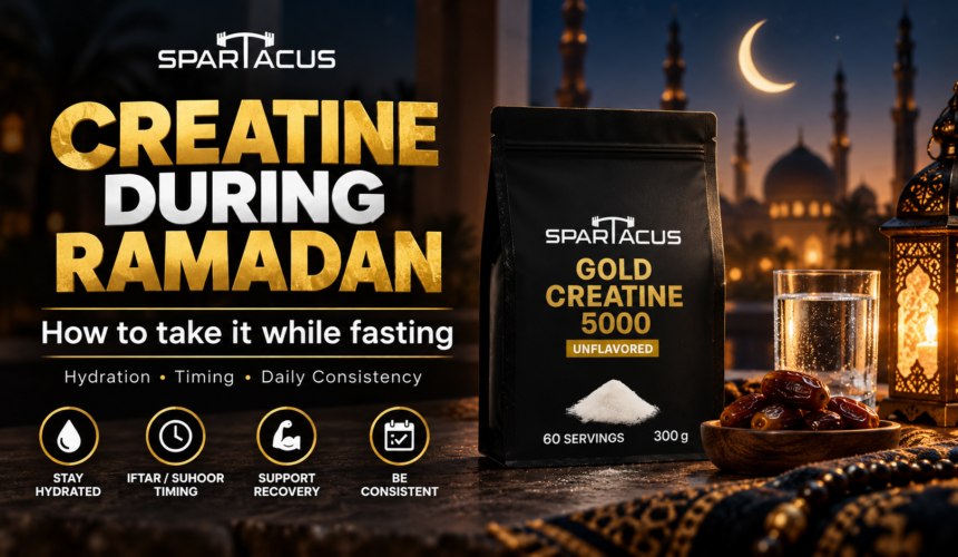 Creatine during Ramadan in Jordan featuring Spartacus Gold Creatine 5000 for training support, strength, and recovery