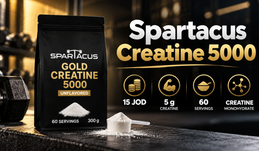 Spartacus Creatine 5000 featured image showing price, 5 g creatine, 60 servings and creatine monohydrate