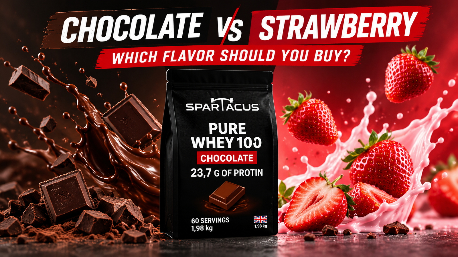 Spartacus Pure Whey 100 Chocolate vs Strawberry: Which Flavor Should You Buy? If you are comparing Spartacus whey chocolate vs strawberry, the main difference is not whether one flavor is automatically “better.” The better choice depends on: - taste preference - how often you drink whey - what you mix it with - whether you want to test the flavor first - the specific nutrition label on the pack you buy Spartacus currently offers Pure Whey 100 in both Chocolate and Strawberry flavors. The official single-scoop product provides a convenient way to try the product before committing to a larger pouch. Spartacus Protein What Flavors Does Spartacus Pure Whey 100 Come In? The current Spartacus Pure Whey 100 options include: Chocolate and Strawberry. Spartacus Protein This gives buyers a simple choice between a richer chocolate-style flavor and a fruit-style strawberry option. Flavor preference is personal, so the most useful question is: Which one are you more likely to enjoy consistently? Is There a Difference in Protein Between Chocolate and Strawberry? Current Spartacus product information shows approximately: Chocolate: 23.7 g protein per serving Strawberry: approximately 23.8 g protein per serving The difference is very small and should not be the main reason to choose one flavor over the other. Spartacus Protein For most buyers, the more practical factors are: taste + consistency + pack size + price + how often you use whey How Much Protein Is in One Spartacus Whey Serving? The current single-scoop listing states that one 33 g serving provides: 23.7 g protein and: 5.5 g BCAAs with approximately: 128 calories. Spartacus Protein That means the flavor decision does not change the basic purpose of the product: helping you increase your daily protein intake. Should You Try Chocolate or Strawberry First? If you have never used Spartacus Pure Whey 100 before, testing the flavor first can make sense. The official store currently sells a 12-piece single-scoop pack, with each scoop priced at approximately 1.5 JOD, for a total of 18 JOD per shrink pack. Spartacus Protein This may be useful for someone who: - wants to test the flavor before buying a large pouch - uses whey occasionally - wants individually portioned servings - wants a more portable format Who May Prefer Chocolate? Chocolate may suit buyers who prefer: - richer dessert-style flavors - whey mixed with milk - shakes with banana - whey mixed with oats - coffee-flavored or chocolate-based shakes Taste is subjective, so this is not a nutritional advantage. It is mainly about which flavor better fits your routine. Who May Prefer Strawberry? Strawberry may suit buyers who prefer: - lighter fruit-style flavors - whey mixed with cold water - fruit smoothies - banana-and-strawberry combinations - a sweeter fruit-based shake Again, the choice is mostly about personal taste rather than a meaningful protein difference. Which Flavor Is Better With Water? Both can be mixed with water. The better option depends on what taste you prefer. Some buyers may prefer strawberry with cold water because of its fruit-style profile. Others may prefer chocolate even with water. If you are unsure, trying the single-scoop format first can reduce the risk of buying a large pouch in a flavor you do not enjoy. Which Flavor Is Better With Milk? Both flavors can be mixed with milk. Chocolate may naturally fit combinations such as: - chocolate milk-style shakes - banana - coffee - oats Strawberry may fit combinations such as: - strawberries - banana - yogurt - fruit smoothies Adding milk or other ingredients will also change the calories and nutrition of the finished shake. Does Flavor Affect Muscle Gain? No meaningful buying decision should be based on the idea that one flavor builds more muscle than the other. Muscle gain depends much more on: - total daily protein - total calories - resistance training - recovery - sleep - consistency Both flavors can be used to help you reach your protein target. Does Flavor Affect Recovery? The same principle applies to recovery. The important question is whether the product helps you consume enough protein as part of your overall diet. Flavor mainly affects: enjoyment and consistency If you enjoy the product, you may be more likely to use it consistently. Chocolate vs Strawberry: Quick Comparison Feature Chocolate Strawberry Protein per serving Approx. 23.7 g Approx. 23.8 g Main difference Flavor preference Flavor preference Good with water Yes Yes Good with milk Yes Yes Available as single scoop Yes Yes Uses WPC 80 Yes Yes Current Spartacus information describes Pure Whey 100 as a WPC 80 whey protein concentrate product. Spartacus Protein Should You Buy a Single Scoop Before a Large Pouch? For a first-time buyer, this can make sense. A single-scoop format lets you test: - flavor - sweetness - texture - mixing preference - digestive comfort before committing to a larger quantity. The current shrink pack includes 12 single servings. Spartacus Protein Is the Large Pouch Better Value? For regular whey users, the larger pouch can have a lower approximate cost per serving. The current larger 60-serving option is approximately 62 JOD, which works out to around: 62 ÷ 60 = 1.03 JOD per serving Compared with the single-scoop format at approximately: 1.5 JOD per serving. Spartacus Protein So the decision can be: test the flavor first → then buy the larger format if you plan to use it regularly Should You Choose Flavor Based Only on Price? No. If the current flavor options are similarly priced, focus on: - which flavor you enjoy - whether you will use it consistently - pack size - cost per serving - availability Buying the cheapest flavor is not useful if you dislike it and stop using the product. Can You Switch Between Chocolate and Strawberry? Yes. There is no reason you must stay with one flavor permanently. Some users may even prefer rotating flavors to avoid getting tired of the same taste. You could start with one flavor and choose the other on your next order. Which Flavor Is Better for Beginners? Neither is automatically better. For beginners, the best approach is usually: choose the flavor you normally enjoy in shakes or desserts and consider testing it in the single-scoop format first. If you already know you prefer chocolate products, start with chocolate. If you normally prefer fruit-style shakes, strawberry may be the more natural first choice. Frequently Asked Questions Is Spartacus Pure Whey 100 available in chocolate and strawberry? Yes. The current official product options include Chocolate and Strawberry. Spartacus Protein How much protein is in Chocolate Spartacus whey? Current information lists approximately 23.7 g per serving. Spartacus Protein How much protein is in Strawberry? Current product information lists approximately 23.8 g per serving. Spartacus Protein Is chocolate better than strawberry for muscle gain? No. The flavor itself is not what determines muscle gain. Which flavor tastes better? That is subjective and depends on personal preference. Can I test a flavor before buying a large pouch? Yes. Spartacus currently sells a 12-piece single-scoop pack with Chocolate and Strawberry flavor options. Spartacus Protein How much is a single scoop? The current listing states approximately 1.5 JOD per scoop, sold as a 12-piece shrink pack for 18 JOD. Spartacus Protein Is the large pack cheaper per serving? Based on the current 62 JOD / 60-serving option, the approximate cost is 1.03 JOD per serving, which is lower than the current single-scoop price. Spartacus Protein Final Thoughts: Spartacus Whey Chocolate vs Strawberry If you are comparing Spartacus whey chocolate vs strawberry, there is no major nutritional reason to choose one solely over the other. The most useful comparison is: taste preference + protein per serving + pack size + cost per serving + how often you use whey Current protein values are very similar: Chocolate: approximately 23.7 g Strawberry: approximately 23.8 g. Spartacus Protein For a first-time buyer, testing the single-scoop format can be a practical way to choose a flavor before moving to a larger pouch.