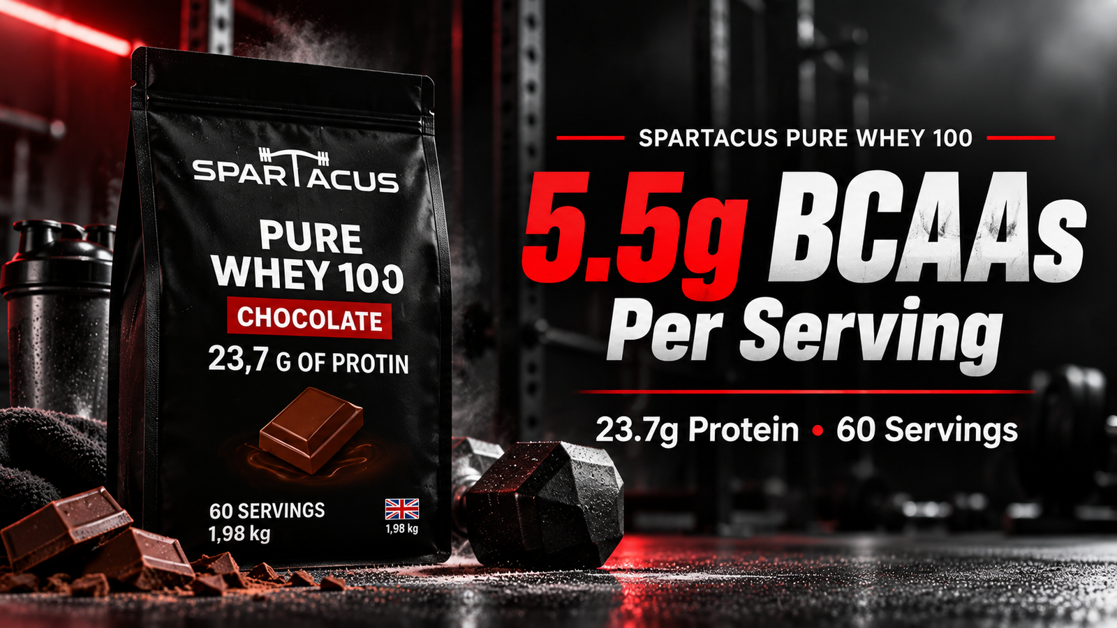 Spartacus Pure Whey 100 with 5.5 g BCAAs and 23.7 g protein per serving in Jordan